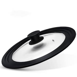 12.5 in. Universal Tempered Glass Pot Lid with Heat Resistant Silicone Rim for 11 in. 12 in. 12.5 in. Dia. Pots and Pans
