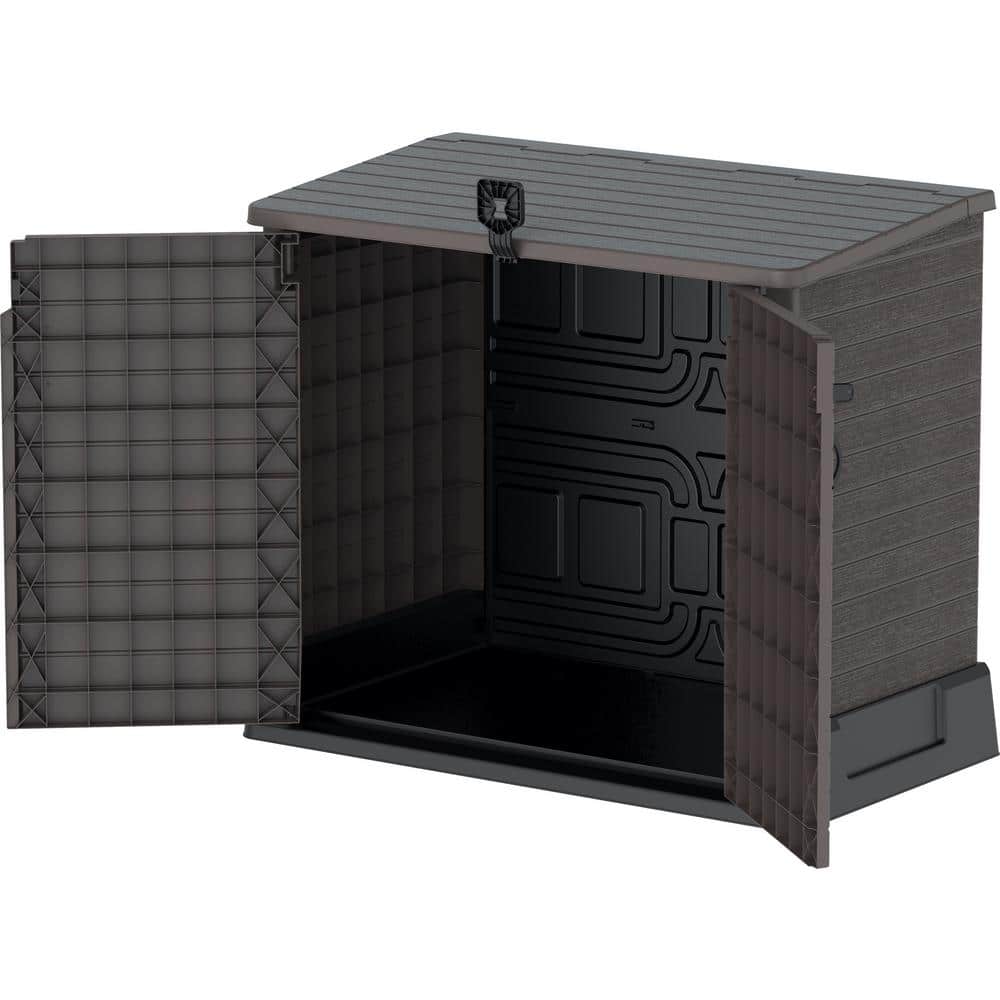 Brown Polypropylene Resin Outdoor Storage Shed with Lockable Doors
