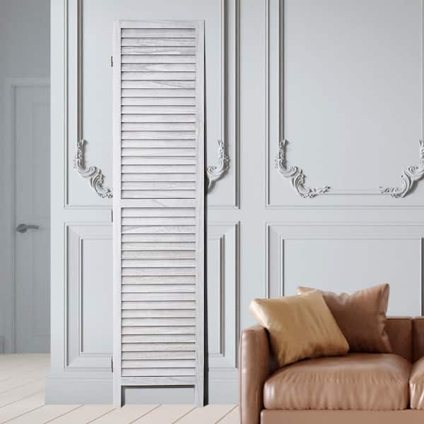 8-Panel Wood Room Divider, Folding Privacy Screen, 66.9 in. Wooden Partition for Home, Office, Bedroom White
