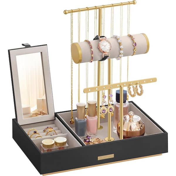 Black 10.5 in. x 11.5 in. Metal Modern Jewelry Display Stand