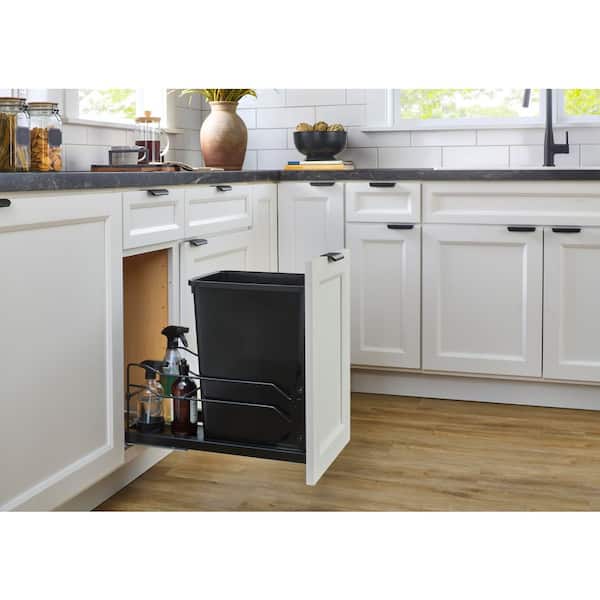 Gray Pull Out Kitchen Trash Can 35 qt. with Soft-Close