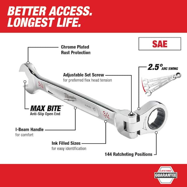 Milwaukee 144-Position Flex-Head Ratcheting Combination Wrench Set