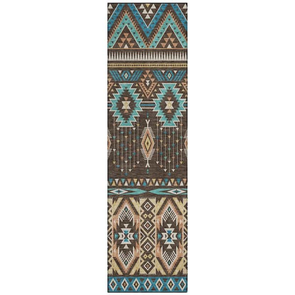 Chantille Machine Washable Indoor/Outdoor Abstract ACN1851 Brown 2 ft. 3 in. x 7 ft. 6 in. Runner Rug