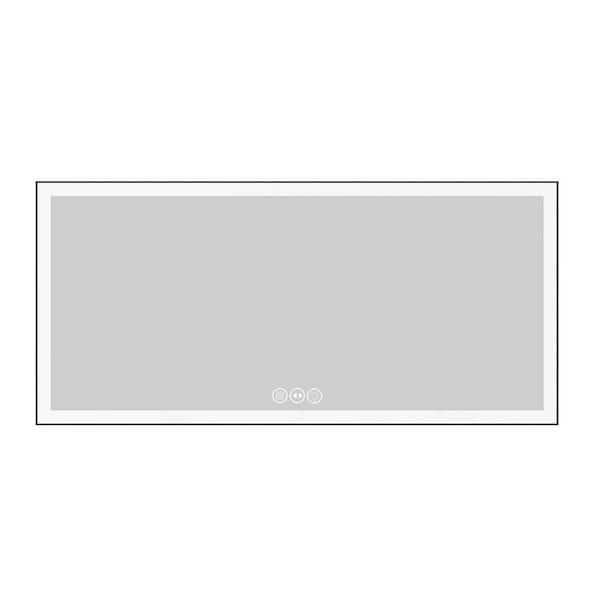 FUNKOL 60 in. W x 28 in. H Rectangular Aluminum Framed LED Light with 3-Color and Anti-Fog Wall Mount Bathroom Vanity Mirror