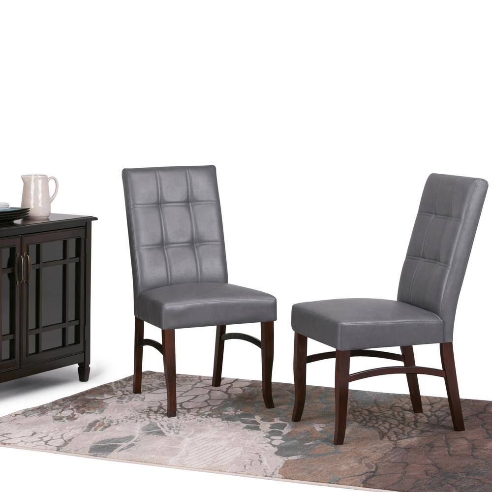 Stone Gray Faux Leather Upholstered Parsons Dining Side Chair