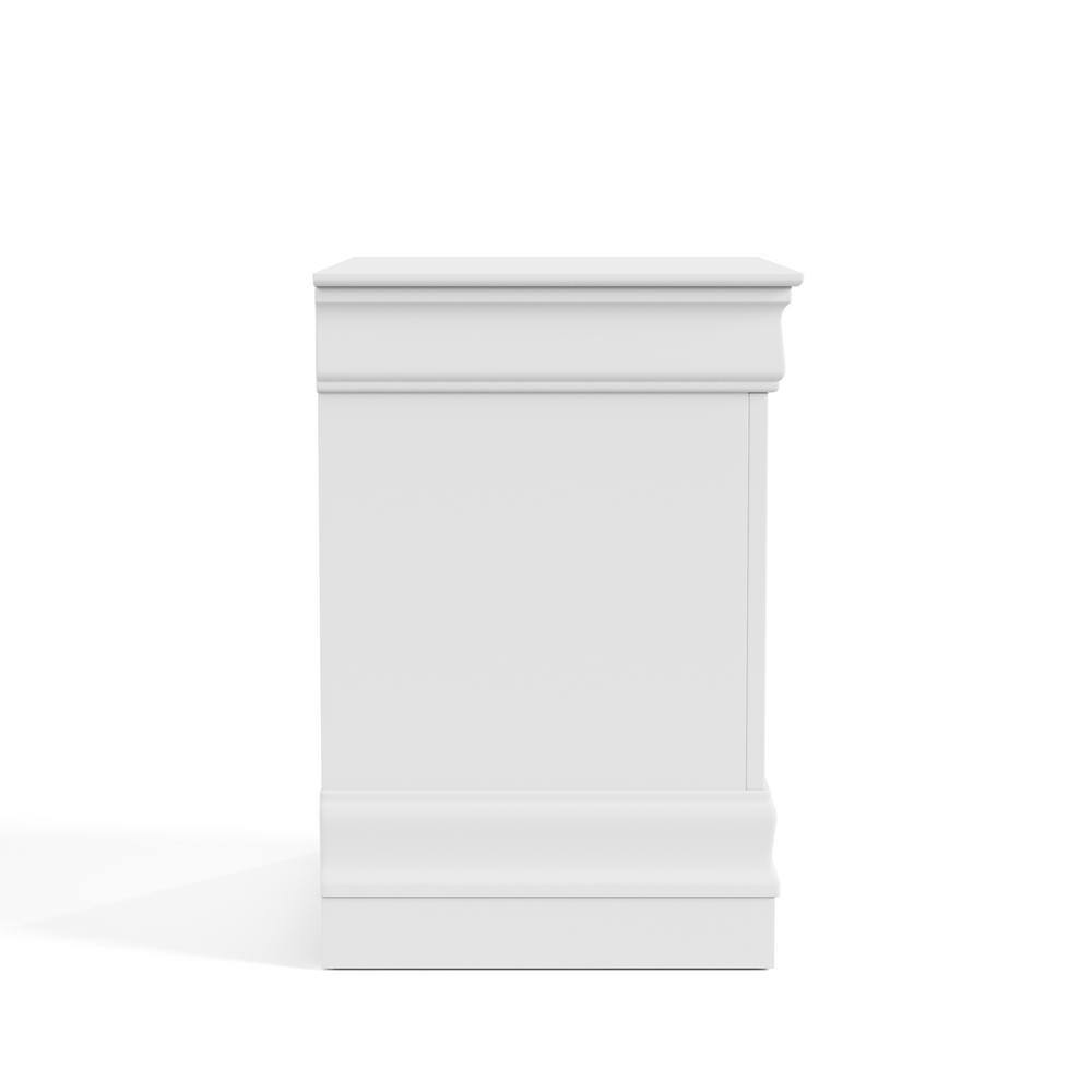 White Solid Wood 2-Drawer Nightstand with Antique Handles