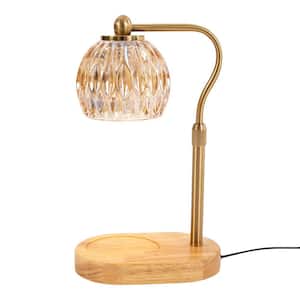 13.3 in. Gold Modern Melting Wax Lamp Table Lamp with Amber Glass Shade and GU10 Bulb Included for Bedroom Living Room