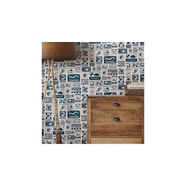 Jurassic World: Dominion Signs Blue Vinyl Peel and Stick Matte Wallpaper 28.18 sq. ft.