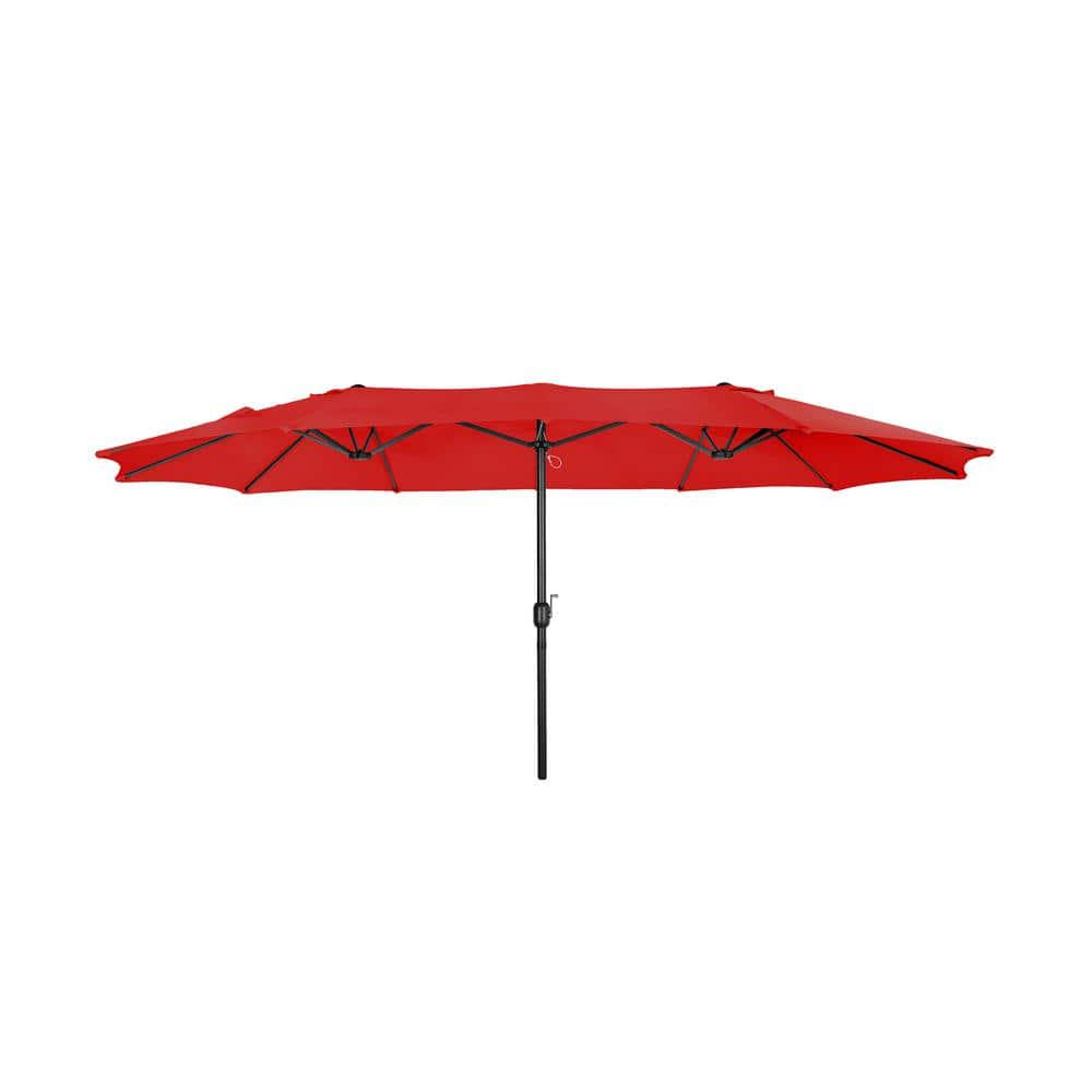 Bali Outdoor Double Sided 15 ft. x 9 ft. Rectangular Twin Market Patio Umbrella with Crank in Red price history on PriceWatchPro
