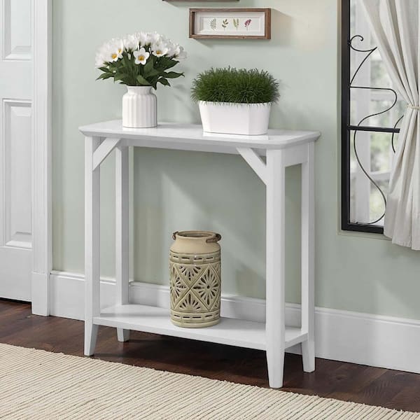 Convenience Concepts Winston 36 in. White Rectangle MDF Entryway Hall Console Table with Shelf