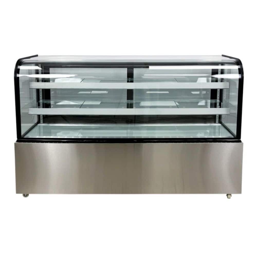71  in. 21.2 cu. ft. Commercial Bakery Display Case Sliding 2-Door Glass Front Refrigerator in Stainless Steel