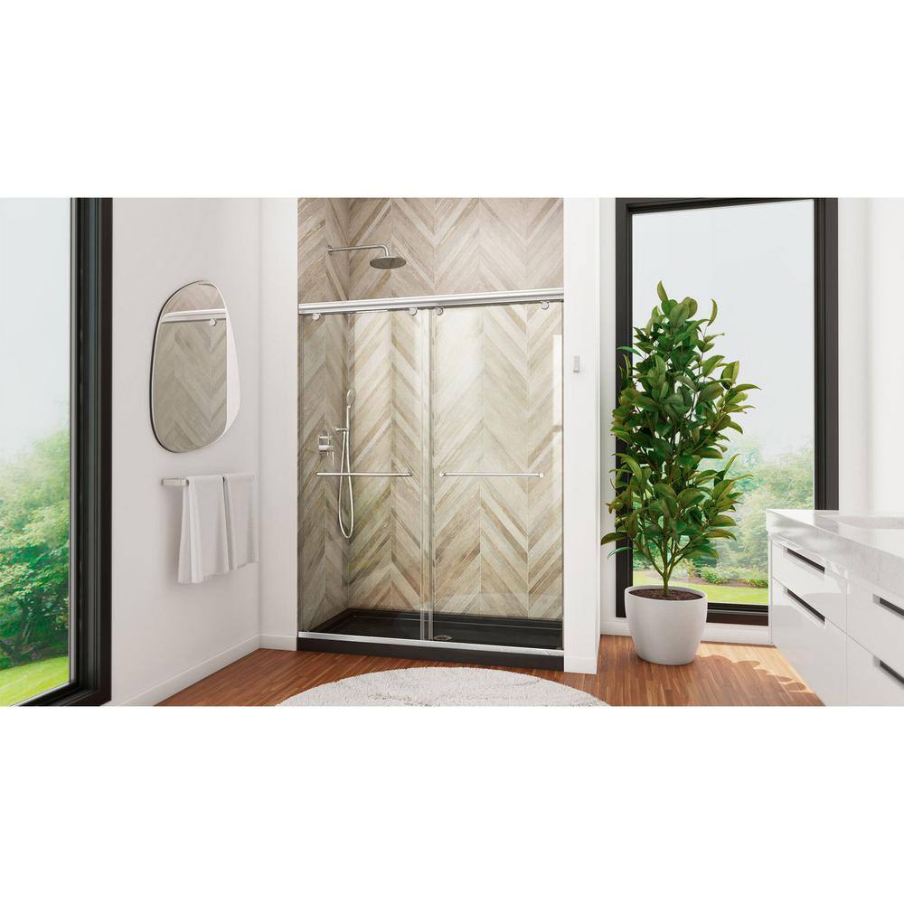 Charisma 60" Frameless Clear Glass Sliding Shower Kit with Brushed Nickel Hardware