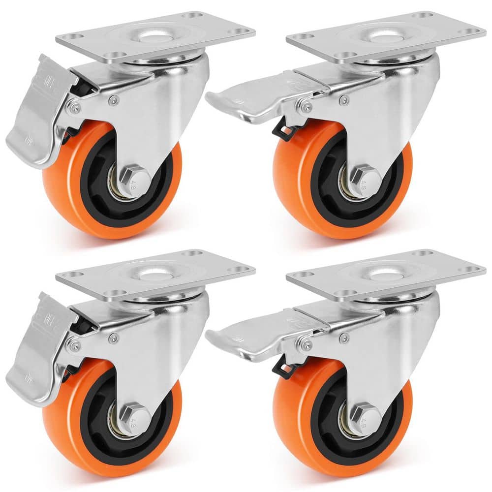 3 in Polyvinyl Chloride Swivel Caster Wheels with Dual Lock Brakes Heavy Duty Set of 4 for Furniture Cart price history on PriceWatchPro