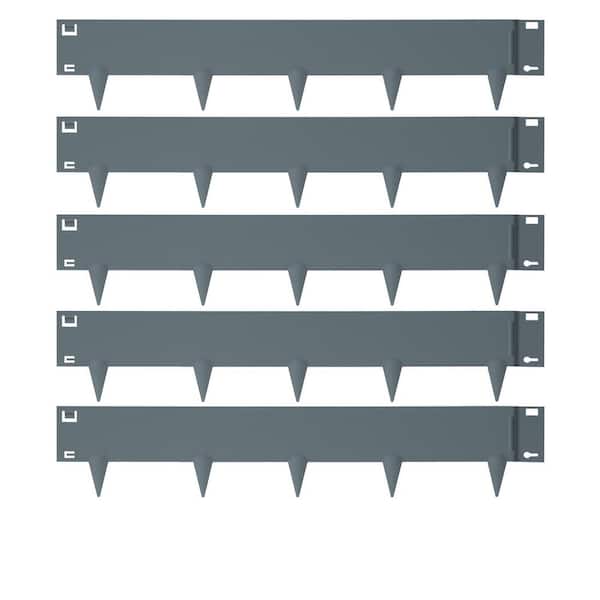 SVOPES Steel Landscape Edging 5-Pack, 39 in. L x 4 in. H Strips. 0.06 in. W, Hammer-in Border, Bendable for Yard, Dark Gray