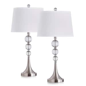 Madison 27 in. Brushed Nickel Madison Crystal Balls Metal Table Lamps (2-Pieces Set)