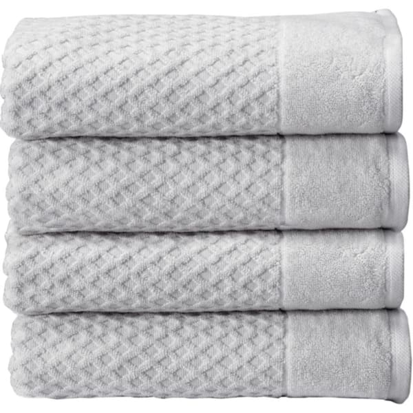 Gray Solid 100% Cotton Textured Bath Towel (Set of 4)