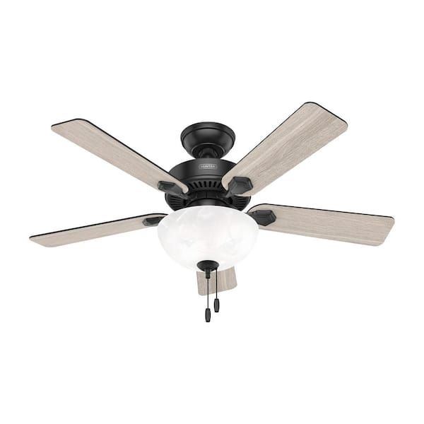 Hunter Swanson 44 in. Indoor Matte Black Standard Ceiling Fan with LED Bulbs Included
