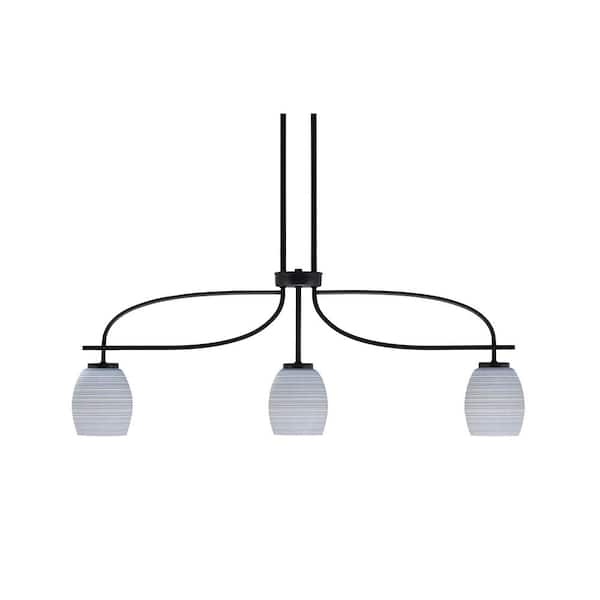 Unbranded Olympia 3-Light Matte Black Billiard Light with 5 in. Gray Matrix Glass Shades, no blulbs included