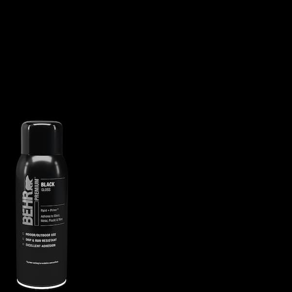 BEHR PREMIUM 12 oz. Black Gloss Interior/Exterior Spray Paint and Primer in One Aerosol