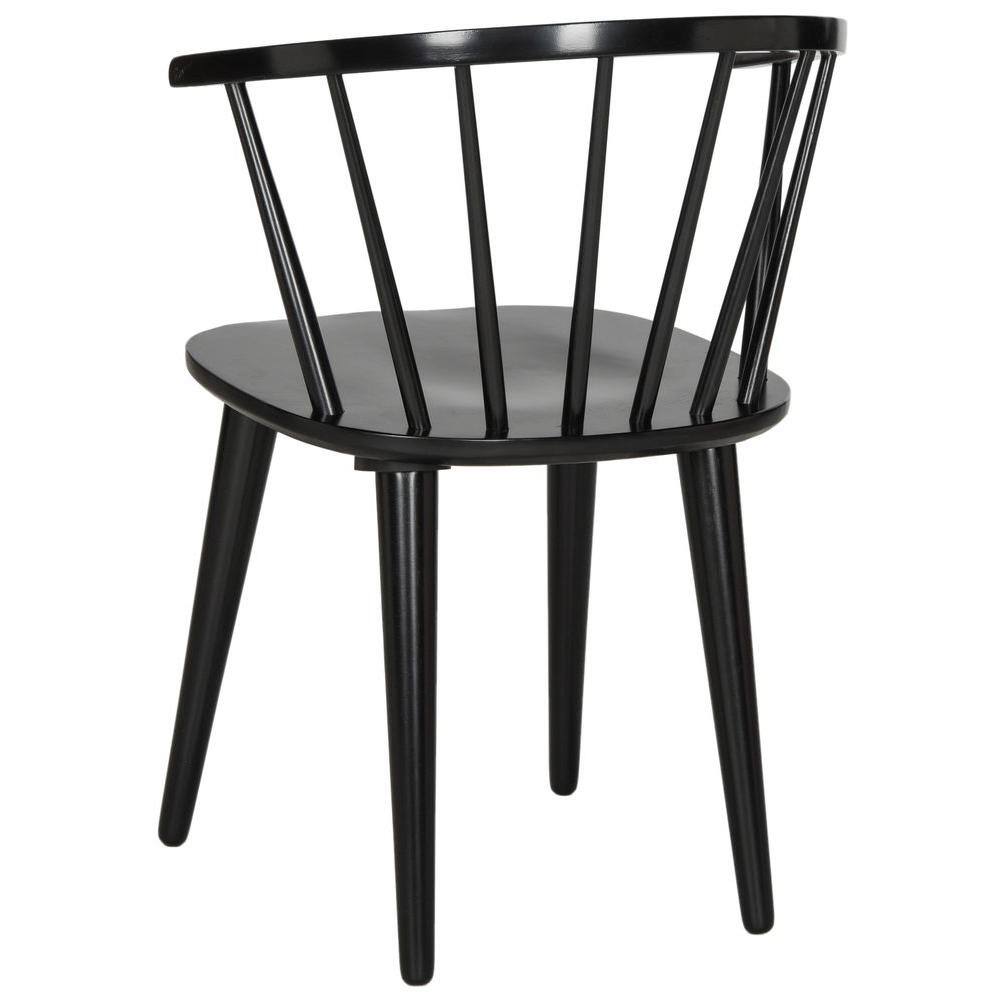 Black Rubberwood Low Windsor Dining Side Chair Set