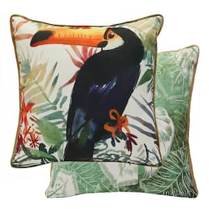 24 in. x 24 in. Tropical Outdoor Pillow Throw Pillow in Multi Includes 1 Throw Pillow