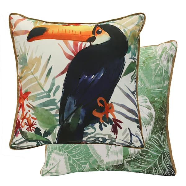OUTDOOR DECOR BY COMMONWEALTH 24 in. x 24 in. Tropical Outdoor Pillow Throw Pillow in Multi Includes 1-Throw Pillow