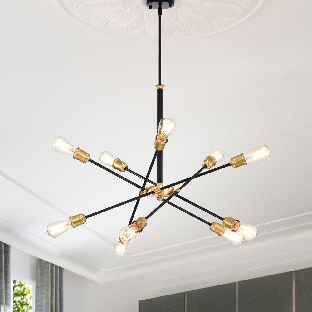 Lorena Black and Gold 10-Light Sputnik Chandelier