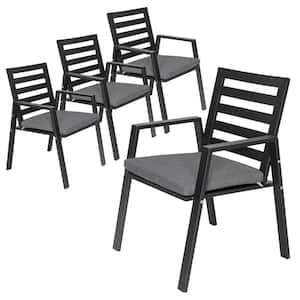 Chelsea Modern Black Aluminum Outdoor Dining Chair with Removable Cushion Black (Set of 4)