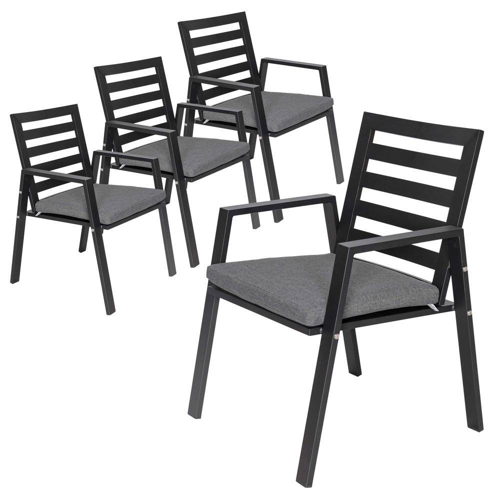 Leisuremod Chelsea Modern Black Aluminum Outdoor Dining Chair With   Outdoor Dining Chairs Cc20bl Bl4 64 1000 