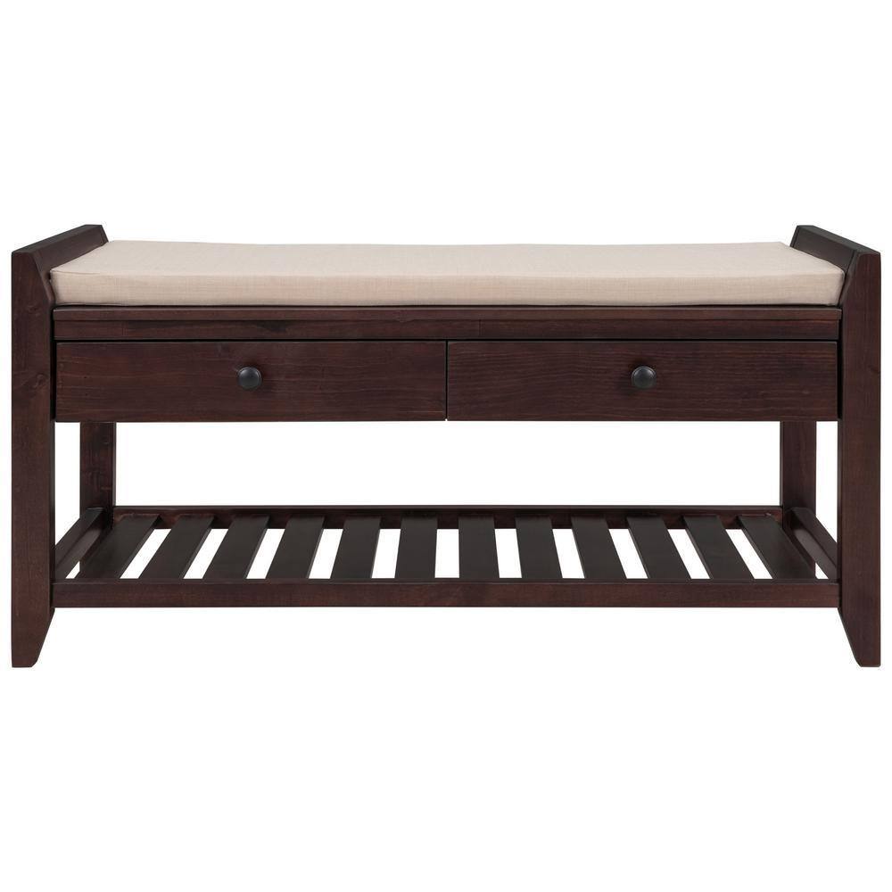 Liberty Espresso Brown Entryway Storage Bench with 2-Drawer (39 in. W x 14 in. D x 20 in. H)
