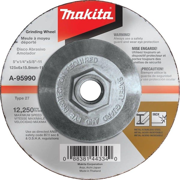 Makita 5 in. x 1/4 in. x 5/8 in. 36-Grit INOX Grinding Wheel for use with 5 in. angle grinders