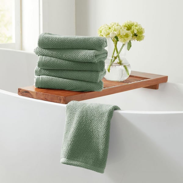 FRESHFOLDS Eucalyptus 6-Pack Cotton Quick-Dry Hand Towel Set