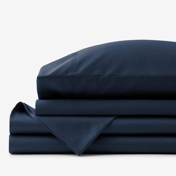 The Company Store Legends Hotel Supima Cotton Wrinkle-Free 4-Piece Midnight Blue Sateen Full Sheet Set