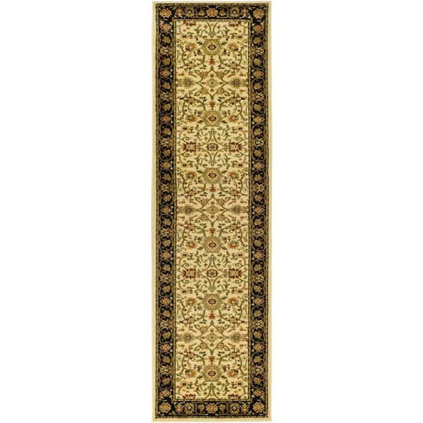 SAFAVIEH Lyndhurst Ivory/Black 2 ft. x 16 ft. Border Runner Rug