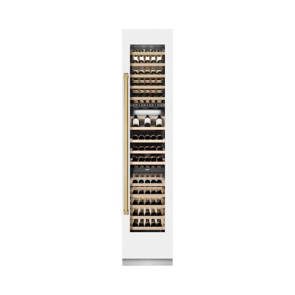 Autograph Edition 18 in. Triple Zone 68-Bottle Right Hinge Column Wine Cooler in White Matte with Polished Gold Accents