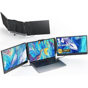 14" Triple Laptop Screen Extender, 1080P FHD USB C HDMI, Plug-play Monitor Extender Fit 13"-17.3" Laptops