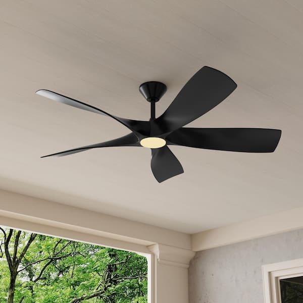 Vernal 60 in. Smart Indoor/Outdoor Integrated LED Black Contemporary Ceiling Fan with Remote for Living Room and Bedroom