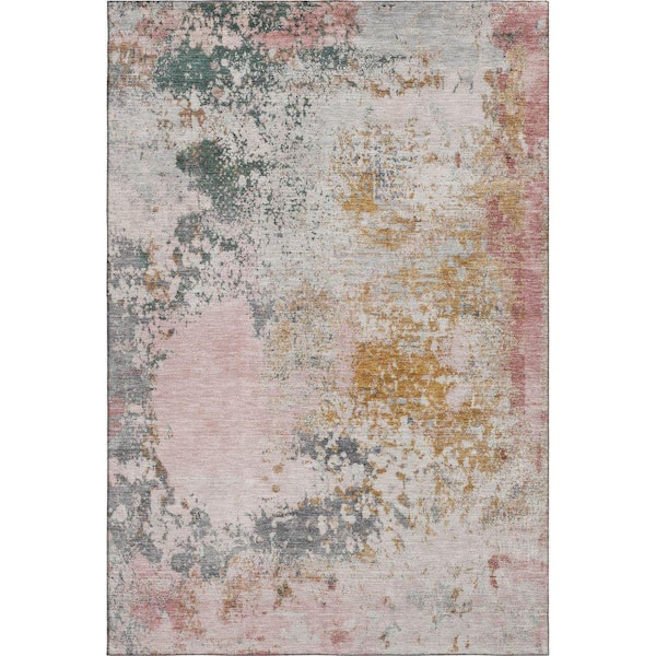 Mayfield Premium Machine Washable Abstract AMF2070 Pink 5 ft. x 7 ft. 6 in. Area Rug