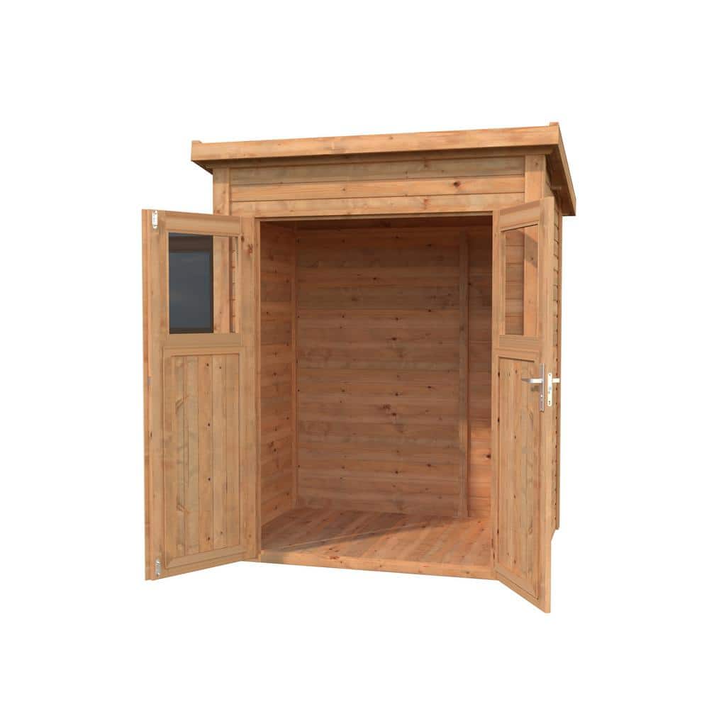 Nordic Spruce Wooden Lean-To Storage Shed with Double Doors and Windows