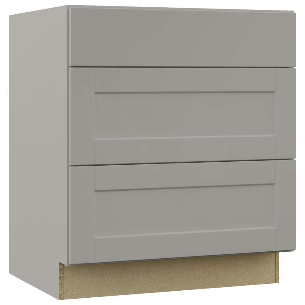 30 in. x 34.5 in. x 24 in. Hampton Bay Shaker Dove Gray Stock Assembled Pots and Pans Drawer Base Kitchen Cabinet (30 in. x 34.5 in. x 24 in.)