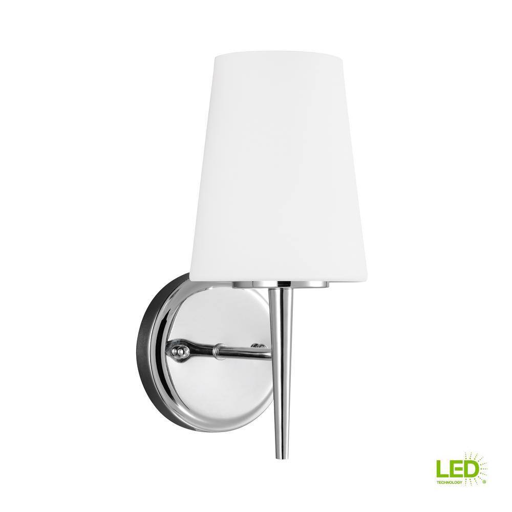 Driscoll Chrome 1-Light Outdoor Sconce with Opal Etched Glass