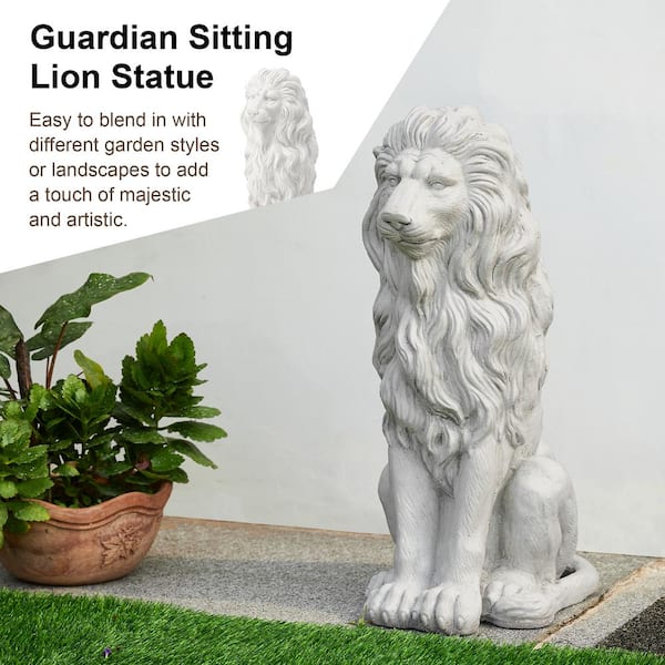 Glitzhome 27.75 in. H Oversized MGO White Guardian Sitting