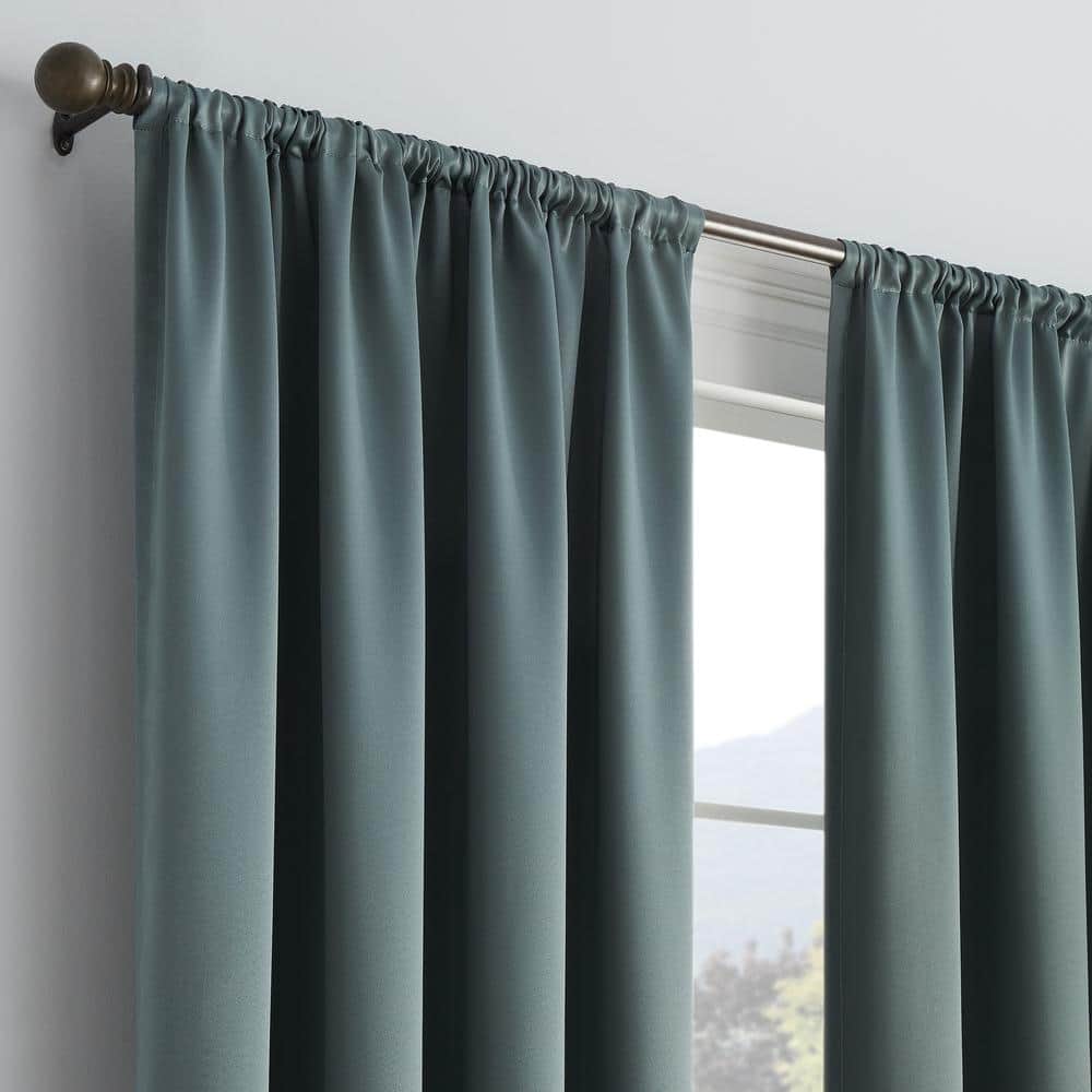 River Blue Polyester Room-Darkening Rod Pocket Curtain Panel, 54" x 54"