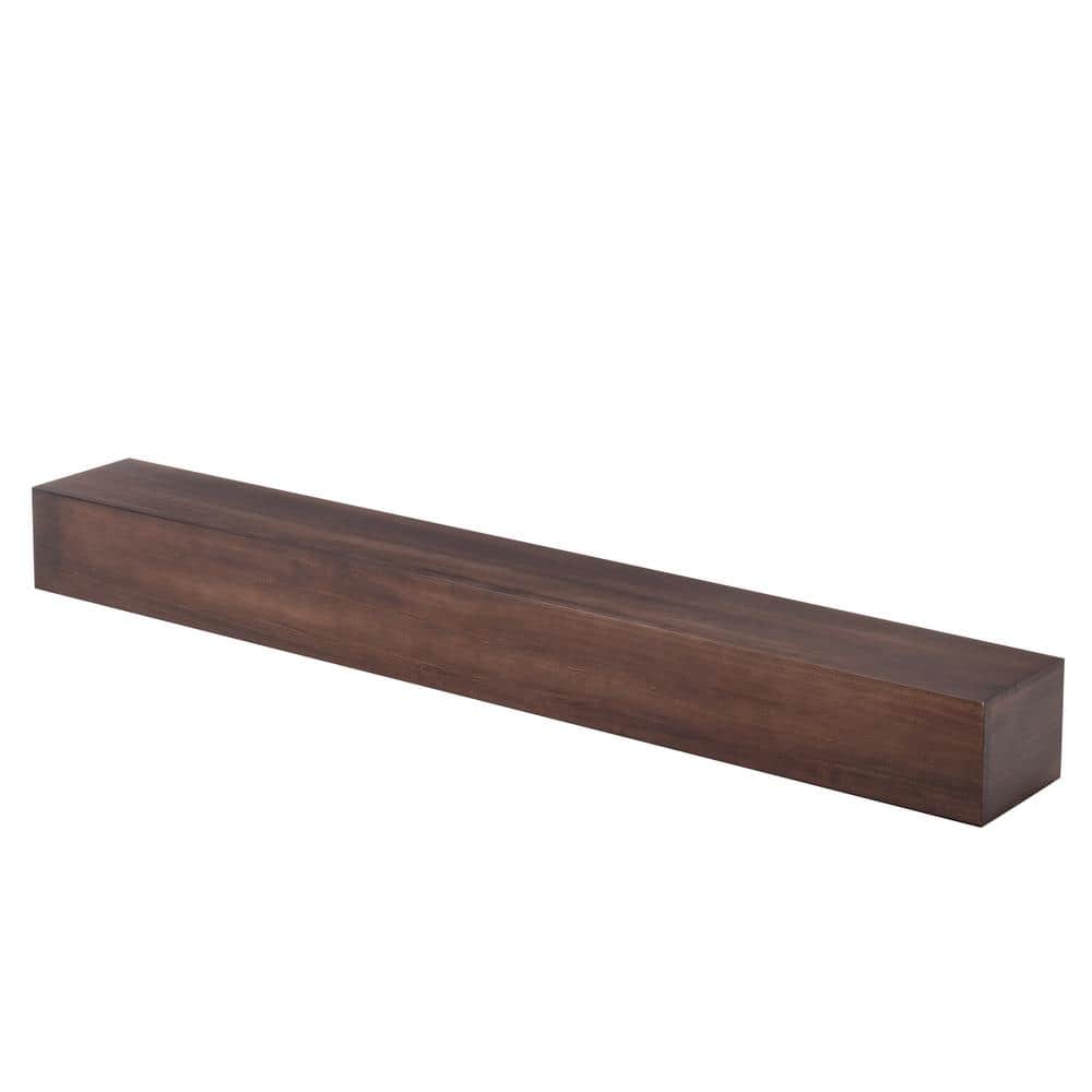 Country Rustic Wooden 60 in. W x 8 in. D Brown Fireplace Mantel Decorative 