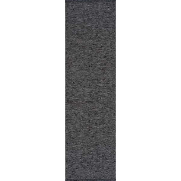 Tayse Rugs Alma Dark Gray 2 ft. x 8 ft. Geometric Machine Washable Indoor Runner Rug
