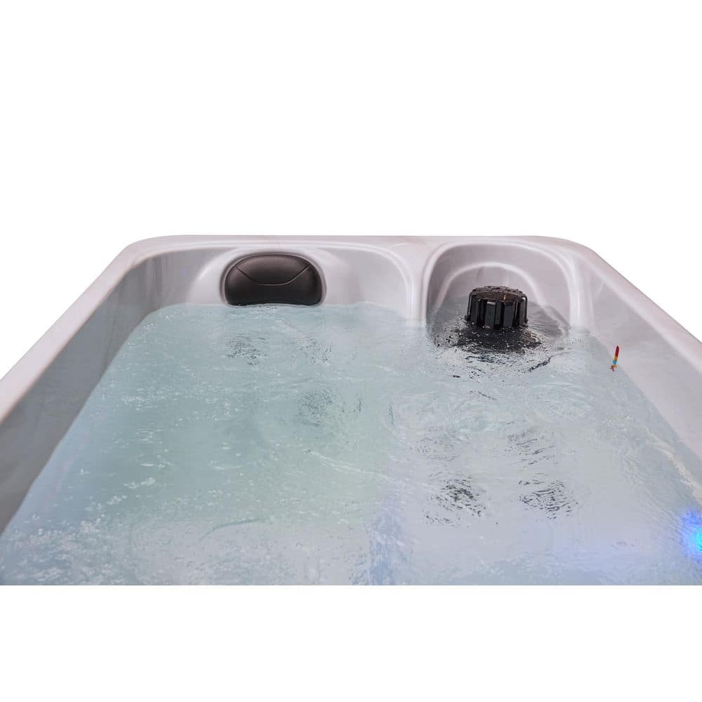 Gray Polyethylene 2-Person Rectangle Hot Tub with Electric Heater