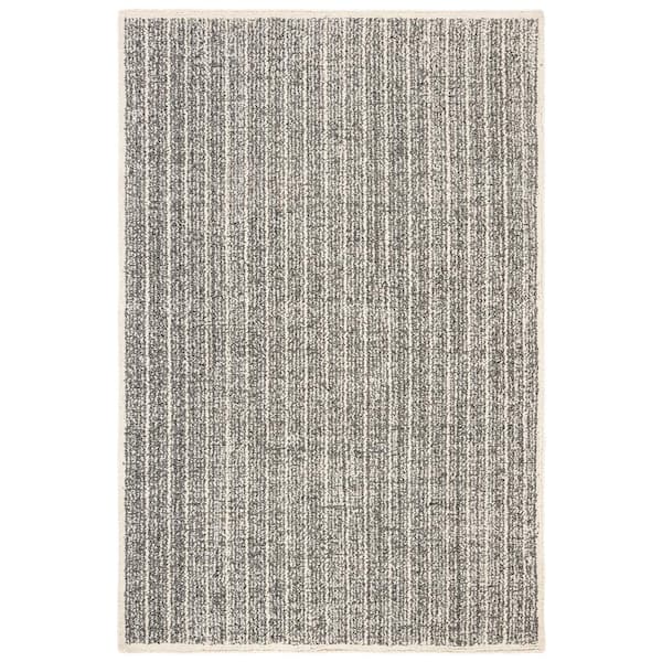 SAFAVIEH Abstract Ivory/Black 4 ft. x 6 ft. Border Striped Area Rug
