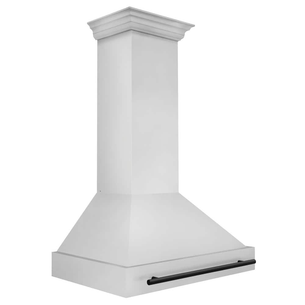 36 Inch Stainless Steel Wall Mounted Range Hood with Matte Black Handle