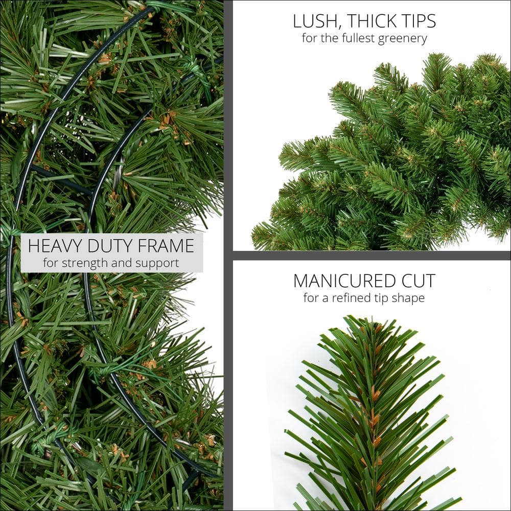 30'' Green Sequoia Fir Artificial Christmas Wreath with Warm White LED Lights