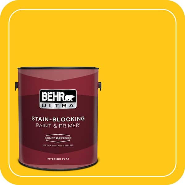 BEHR ULTRA 1 gal. #P300-7 Unmellow Yellow Extra Durable Flat Interior Paint & Primer